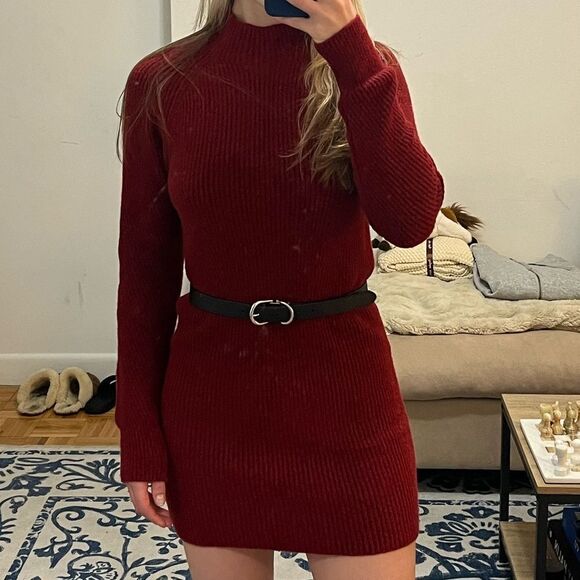 Abercrombie & Fitch Long-sleeve Mock neck Mini Sweater Dress - Picture 1 of 4